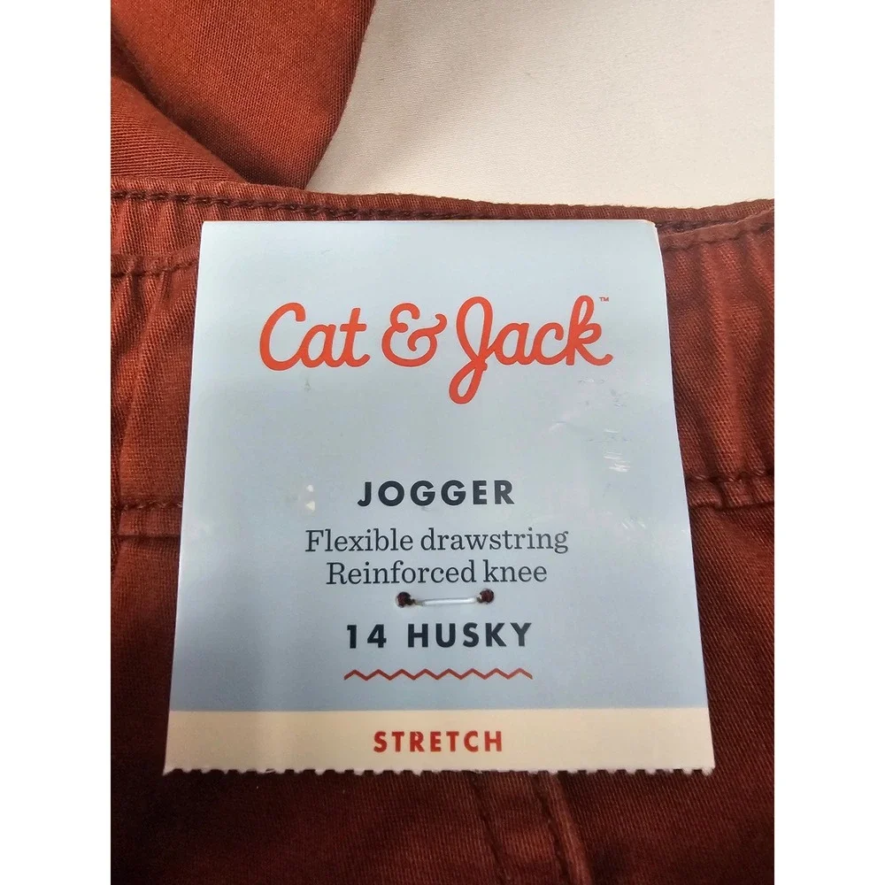 Cat & Jack Boys Jogger Pants Copper Brown Reinforced Knee‎ 14 Husky 046131744